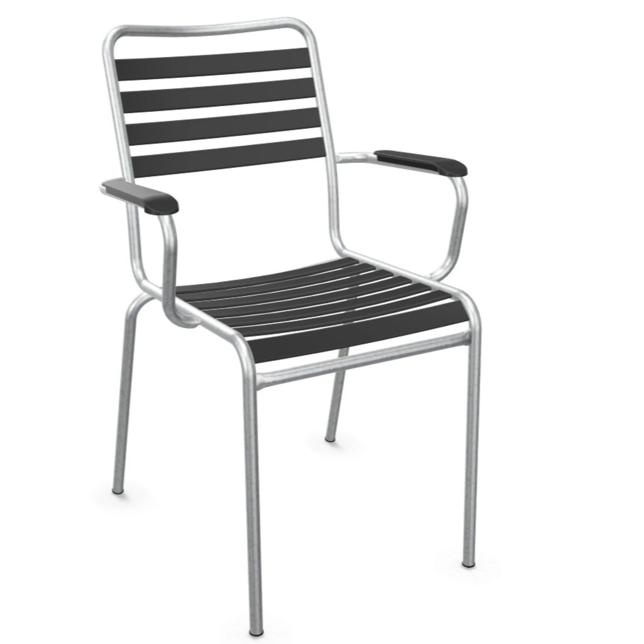 Aluminium Gartenstuhl mit Armlehnen, anthrazit, stapelbar, modern und wetterfest für Terrasse