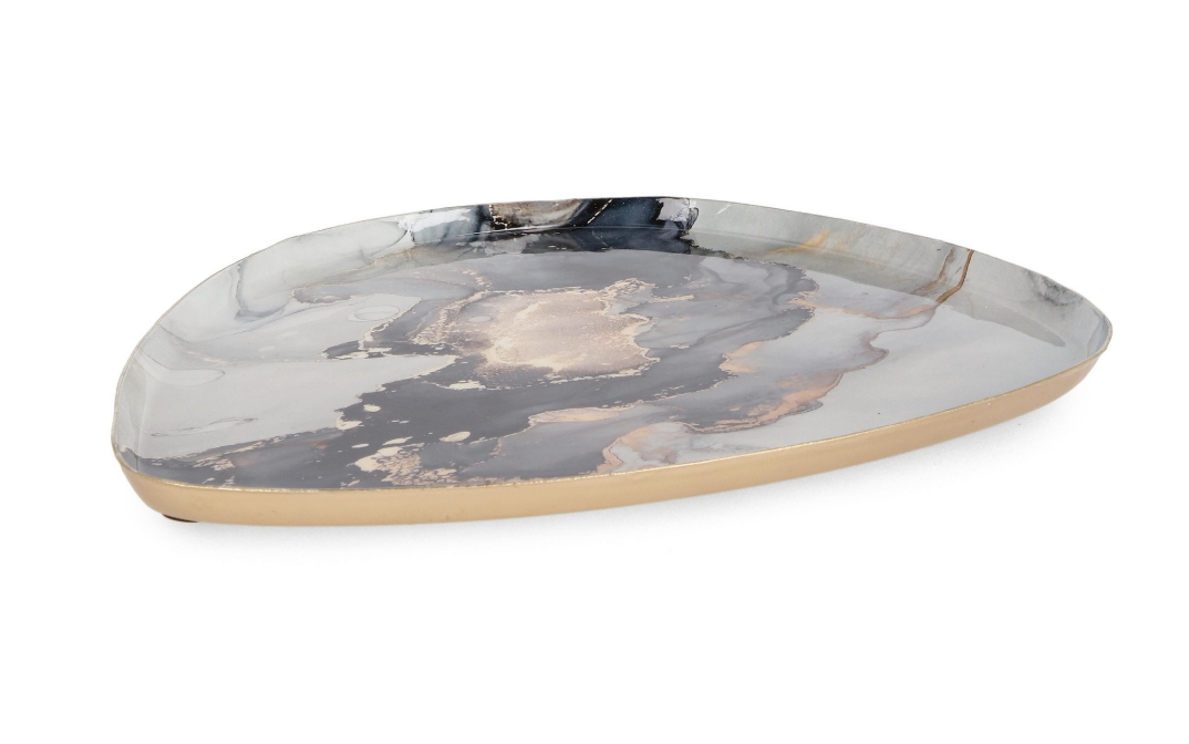 Plateau décoratif gris-or