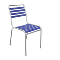 Aluminium Stapelstuhl mit blauen Lamellen, modernes Design für Garten und Terrasse