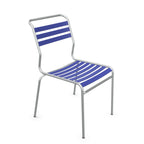 Aluminium Gartenstuhl blau weiß gestreift, modernes Design, stapelbar, Outdoormöbel