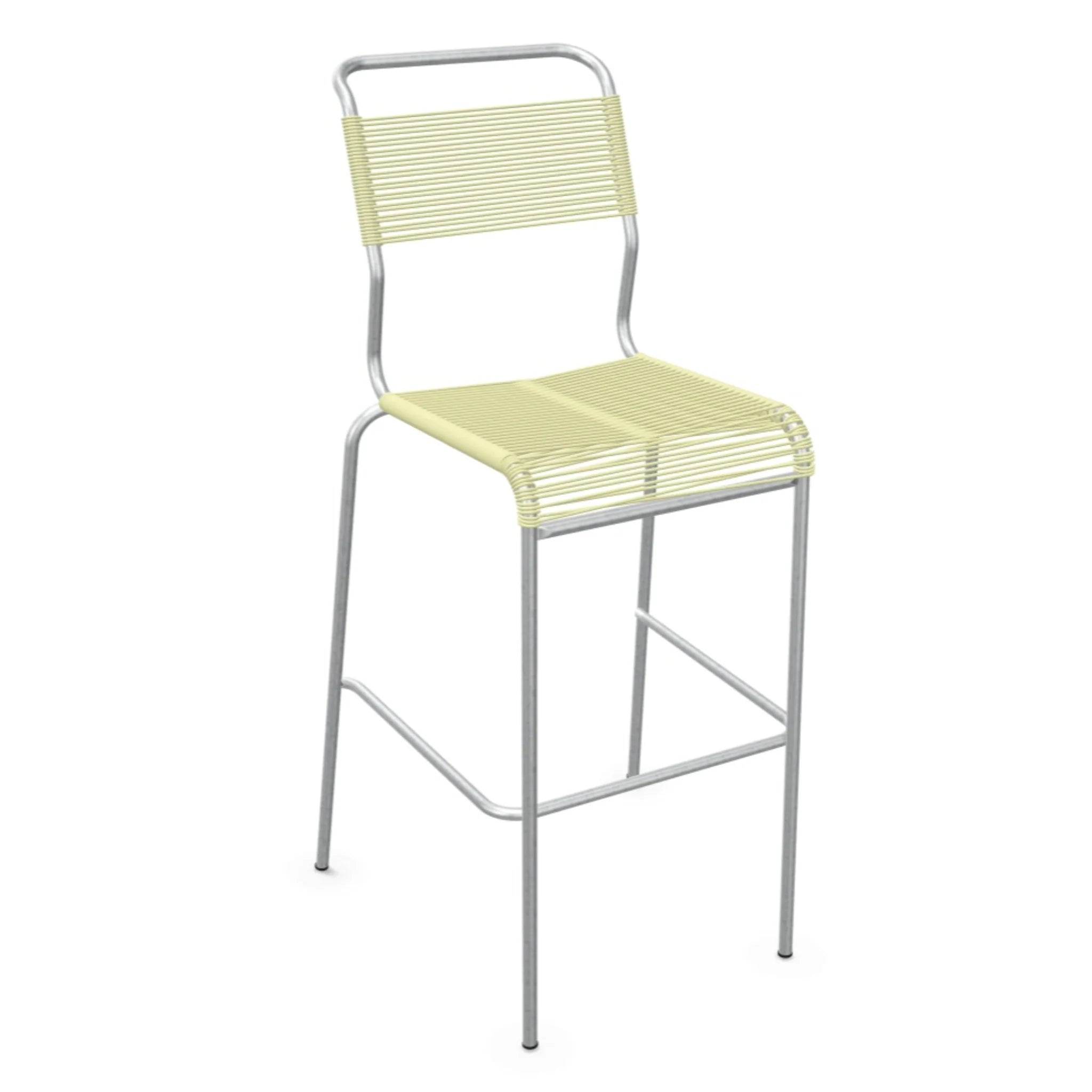 Moderner Barhocker mit Metallrahmen und gelber Kunststoffsitzfläche für Küche und Bar.