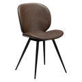 Esszimmerstuhl Cloud in Braun aus Kunstleder mit schwarzen Metallbeinen – modernes Design
