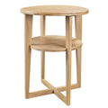 Runder Holzbeistelltisch aus Eiche mit Ablage, modernes Design, Schweizer Qualitätsmöbel