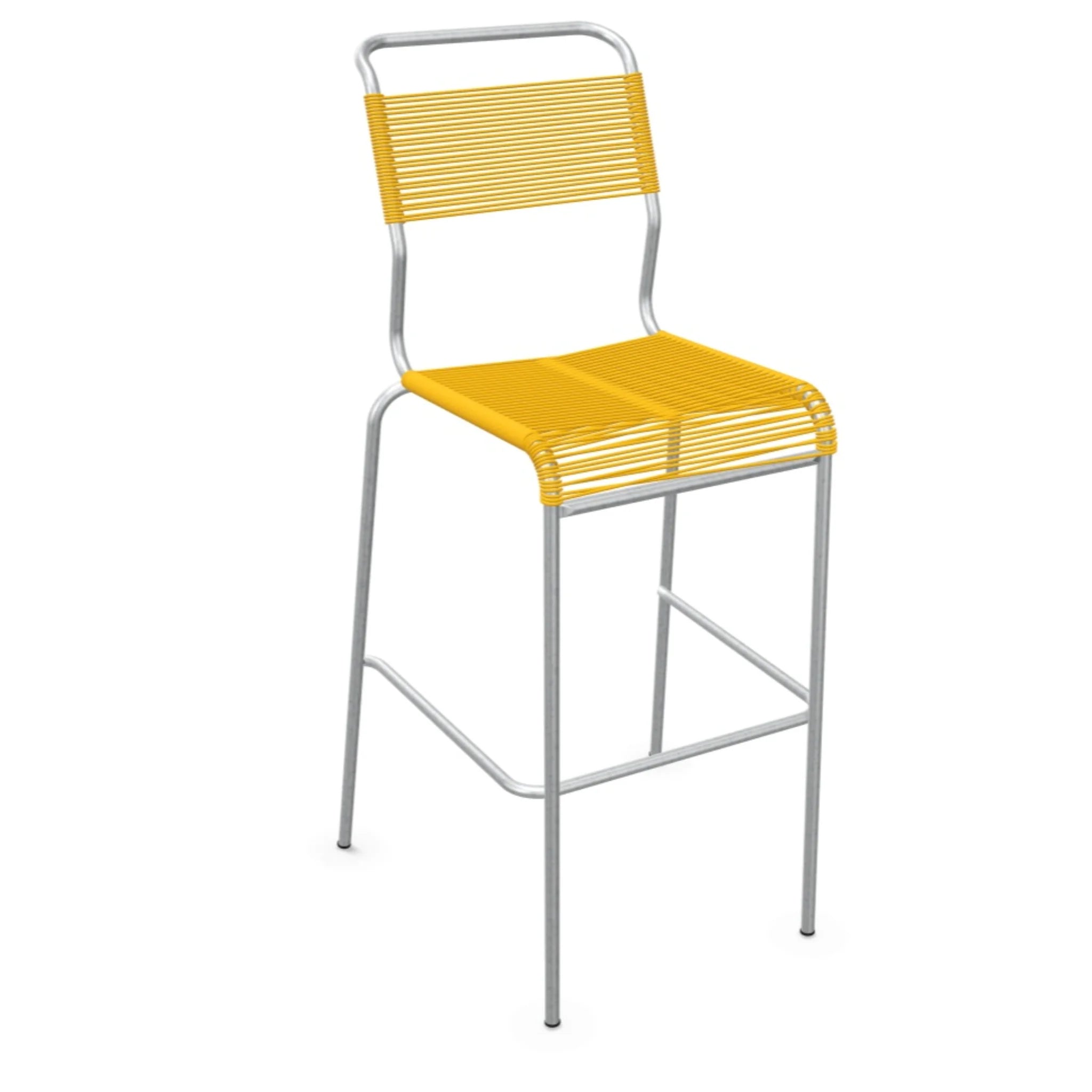 Hochwertige Barhocker in Gelb mit Aluminium-Gestell, modernes Design für Küche und Bar.