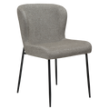 Moderner Esszimmerstuhl mit grauem Bouclé-Bezug und schwarzen Metallbeinen – Glam Chair Pebble Earth