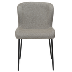Moderner Essstuhl „Glam" in Pebble-Bouclé-Stoff mit schwarzen Metallbeinen, Frontansicht