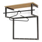 Wandgarderobe mit Holzablage, Kleiderstange und Haken aus Metall im Industrial-Stil
