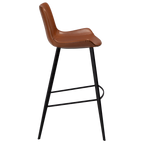 Barhocker Hype Vintage Hellbraun Kunstleder schwarze Metallbeine Seitenansicht