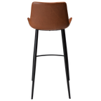 Barhocker Hype Rückansicht Vintage Hellbraun Kunstleder Schwarze Metallbeine Modern