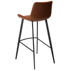 Barhocker Hype Vintage Hellbraun Kunstleder schwarze Metallbeine Rückansicht schräg
