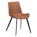 Hype Stuhl in Cognac-Kunstleder mit schwarzen Metallbeinen – moderner Esszimmerstuhl im Mid-Century-Stil