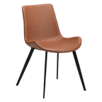 Hype Stuhl in Cognac-Kunstleder mit schwarzen Metallbeinen – moderner Esszimmerstuhl im Mid-Century-Stil