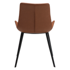 Esszimmerstuhl Hype Rückenansicht Kunstleder Cognac mit schwarzen Metallbeinen