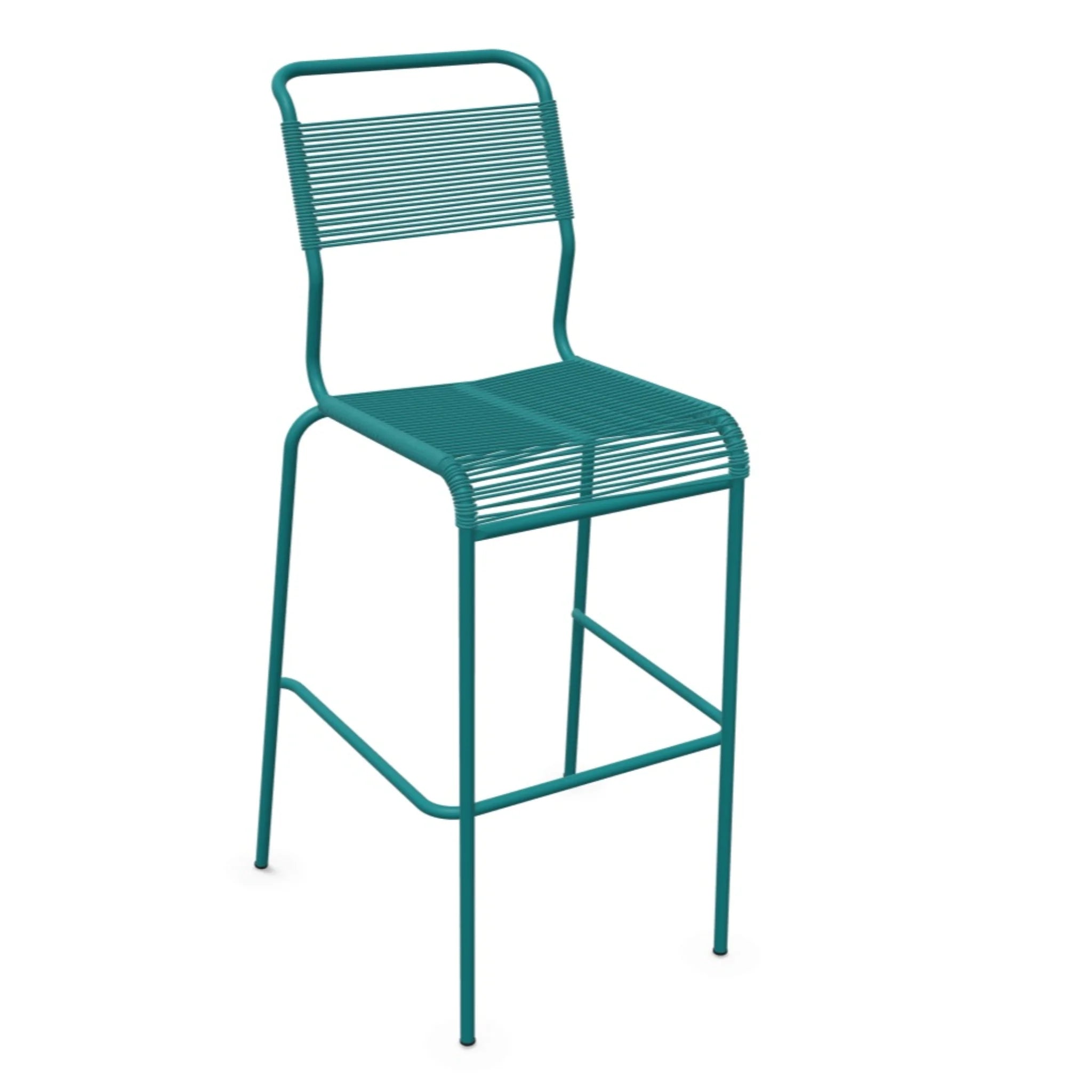 Grüner Barhocker mit Rückenlehne und Fußstütze - moderner Design-Stuhl für Küche und Bar