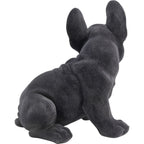 Schwarze Bulldogge Deko-Figur von KARE, samtige Oberfläche, sitzende Pose, Rückansicht, modernes Wohnaccessoire