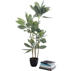 Kunstpflanze Calathea im schwarzen Topf, 120cm, mit dekorierten Büchern, realistische Kunstblätter