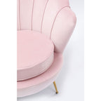 Kare Design Sessel Muschelform rosa Samt mit goldenen Beinen, Detailansicht Sitzfläche und Rückenlehne
