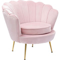 Kare Sessel Waterlily Rosa Velvet mit goldenen Metallbeinen, muschelförmige Rückenlehne, eleganter Loungesessel
