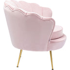 KARE Design Sessel Water Lily Rosa Velvet mit goldenen Beinen, muschelförmige Rückenlehne, Seitenansicht