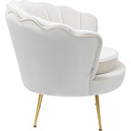 Kare Design Sessel Muschelform cremeweiß Samt mit goldenen Metallbeinen, Rückansicht