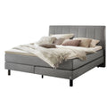 Monet Boxspringbett Stahl grau mit Kopfteil und Kissen, modernes Schlafzimmermöbel