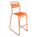 Orangener Barhocker mit Metallgestell, modernes Design, stapelbar für Innen und Außen