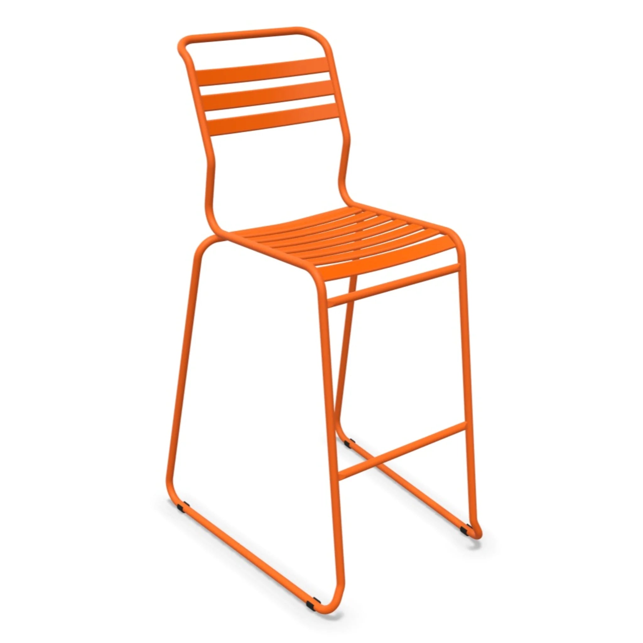 Orangener Barhocker mit Metallgestell, modernes Design, stapelbar für Innen und Außen