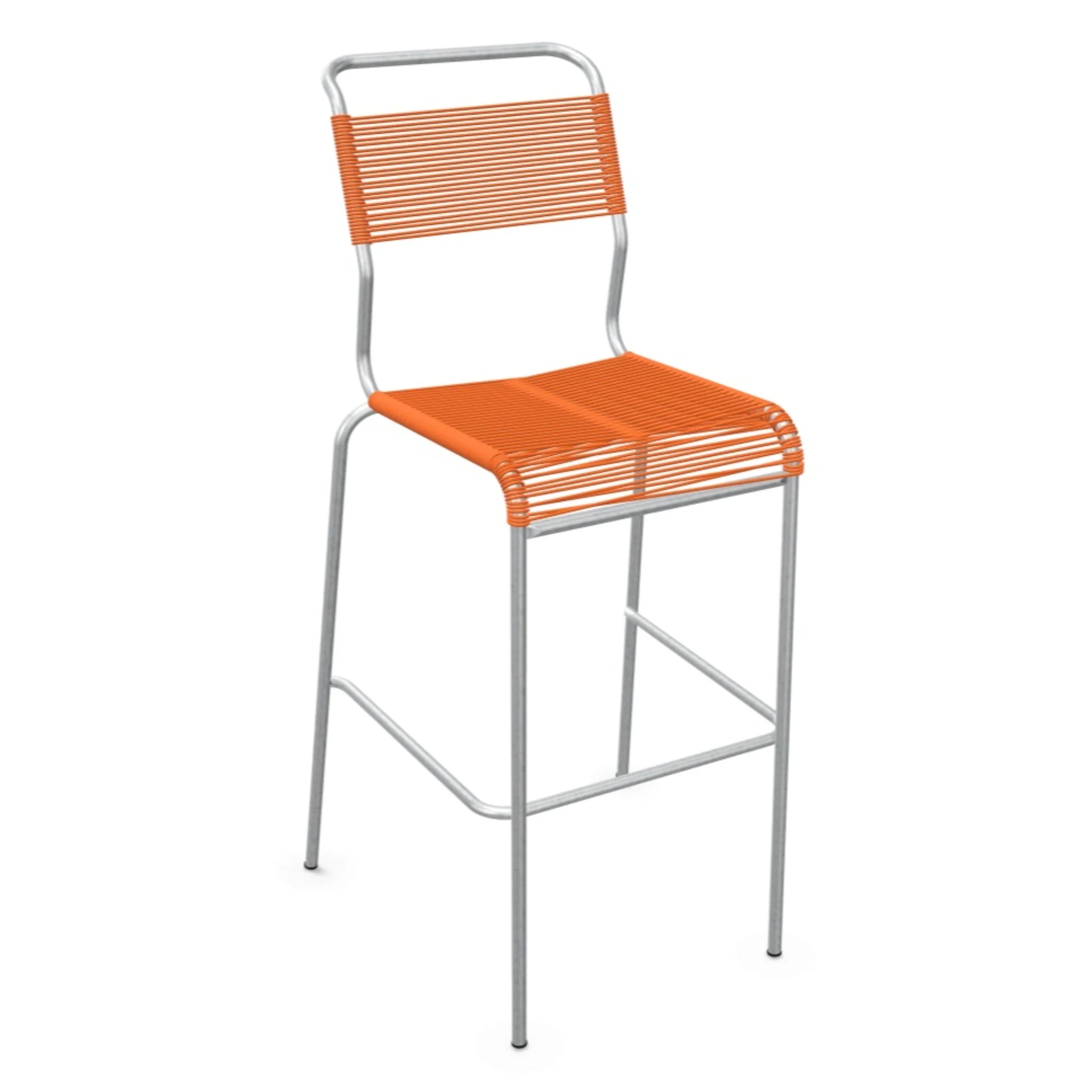 Moderner Barhocker Orange mit Aluminium-Gestell, Sitzhöhe 65cm, stapelbar und wetterfest