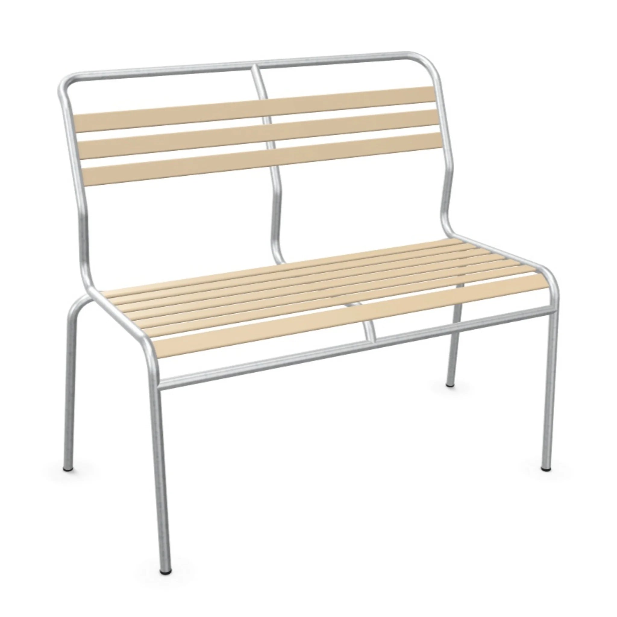 Moderne Gartenbank aus Aluminium und Holz mit Rückenlehne - zeitlos elegant