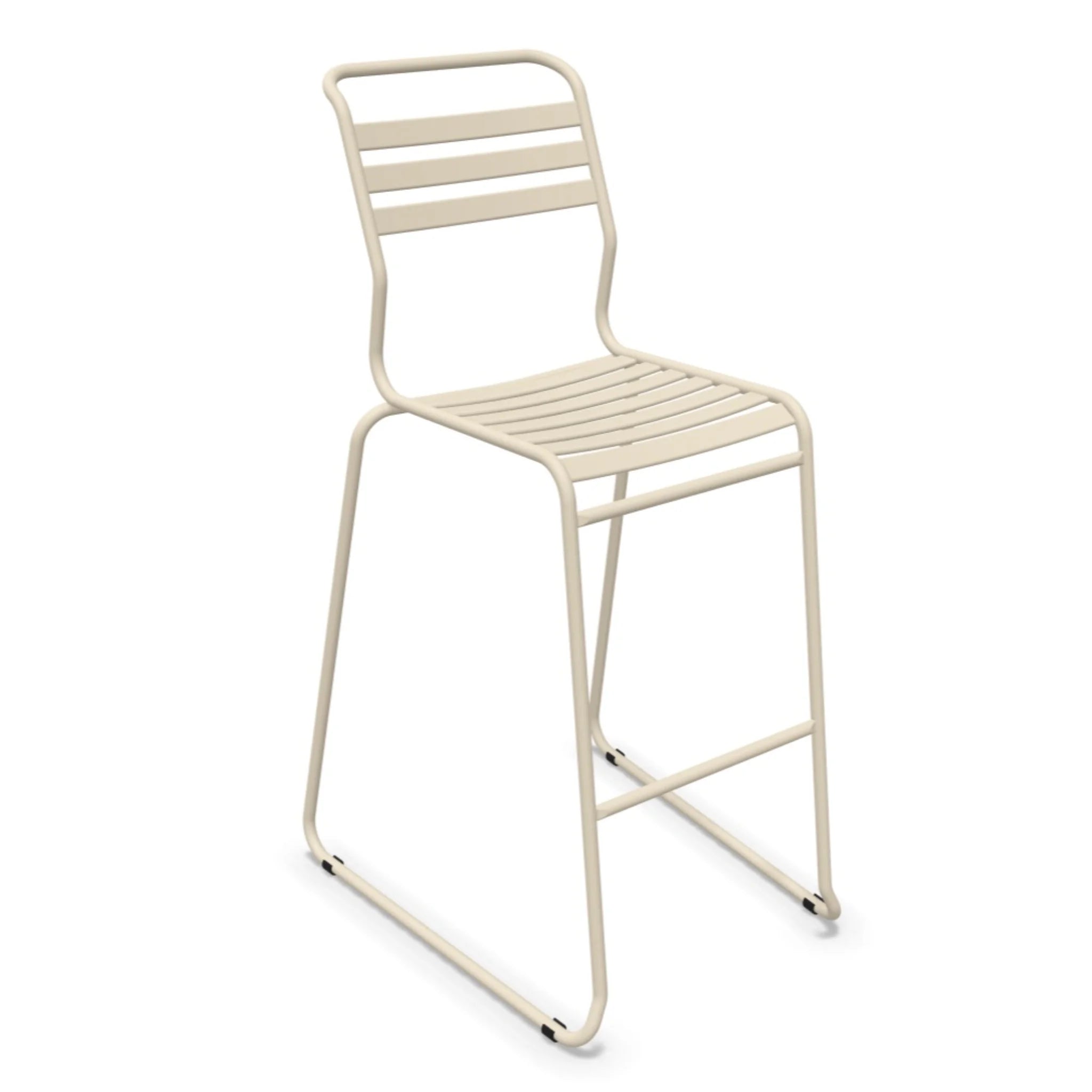 Barhocker Pastellsand - moderner Metallhocker mit Fußstütze, stapelbar, für Innen- und Außenbereich.