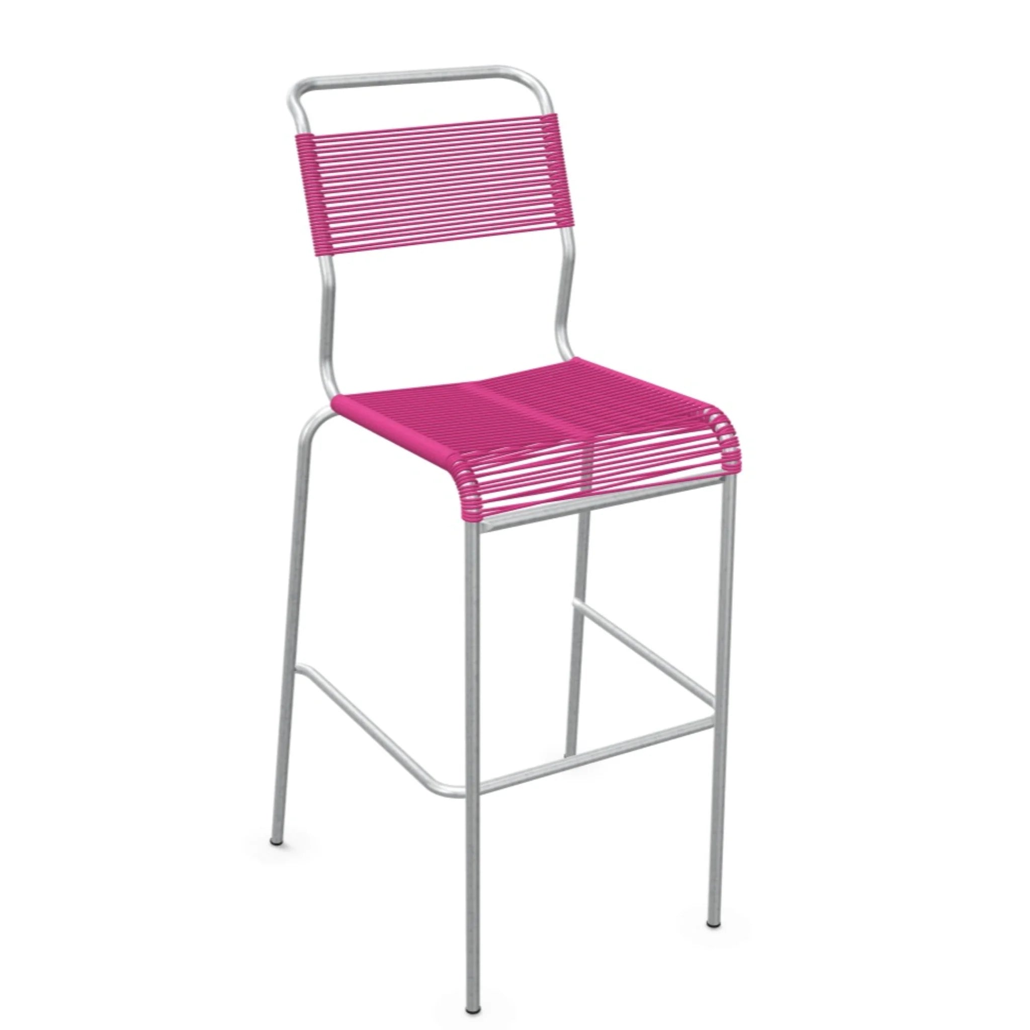 Moderner Barhocker pink mit Metallrahmen, Sitzhöhe ca. 65cm, stapelbar und pflegeleicht