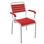Roter Aluminium-Gartenstuhl mit Armlehnen, modernes Design für Terrasse und Balkon