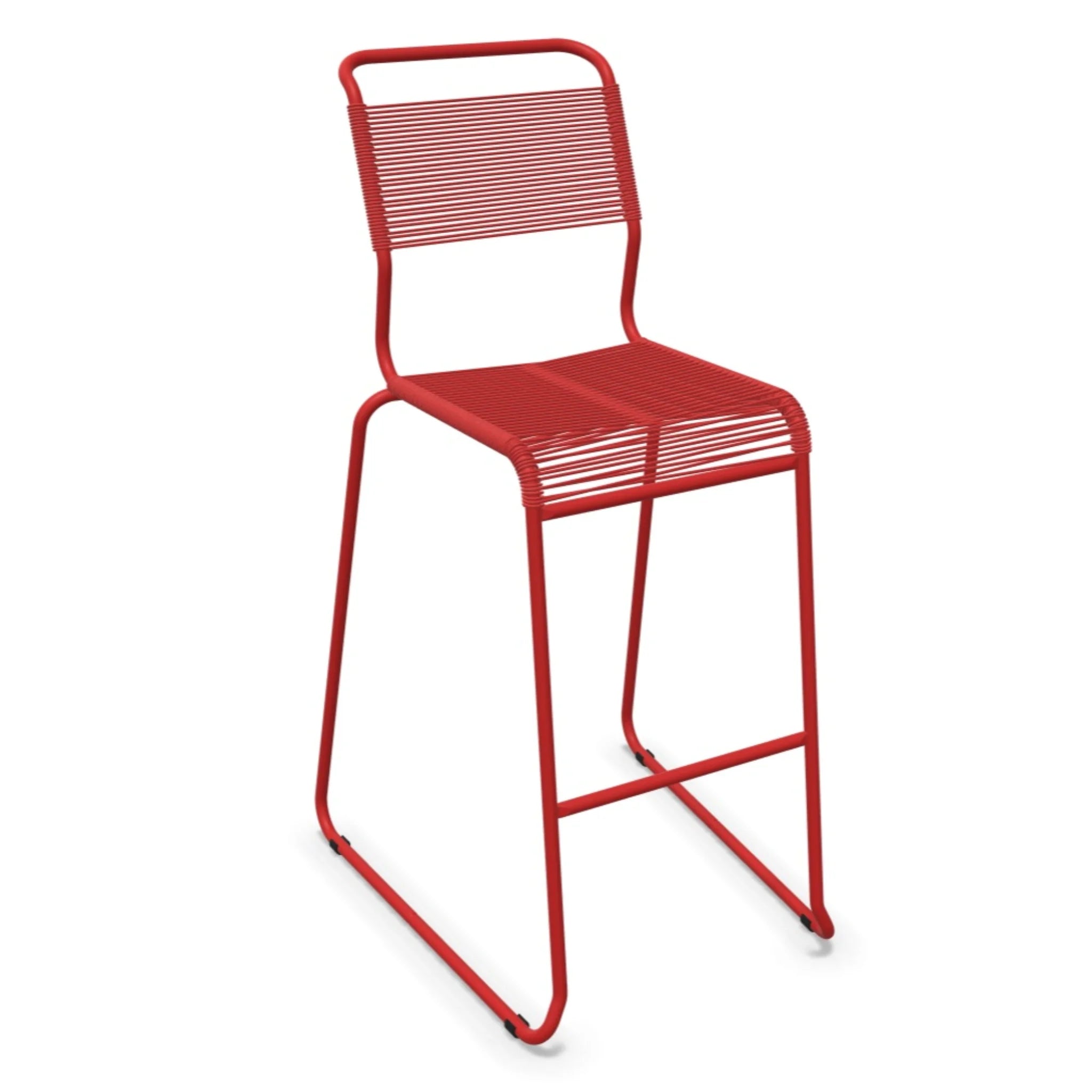 Roter Barhocker mit Metallrahmen und Fußstütze, modernes Design für Küche und Bar