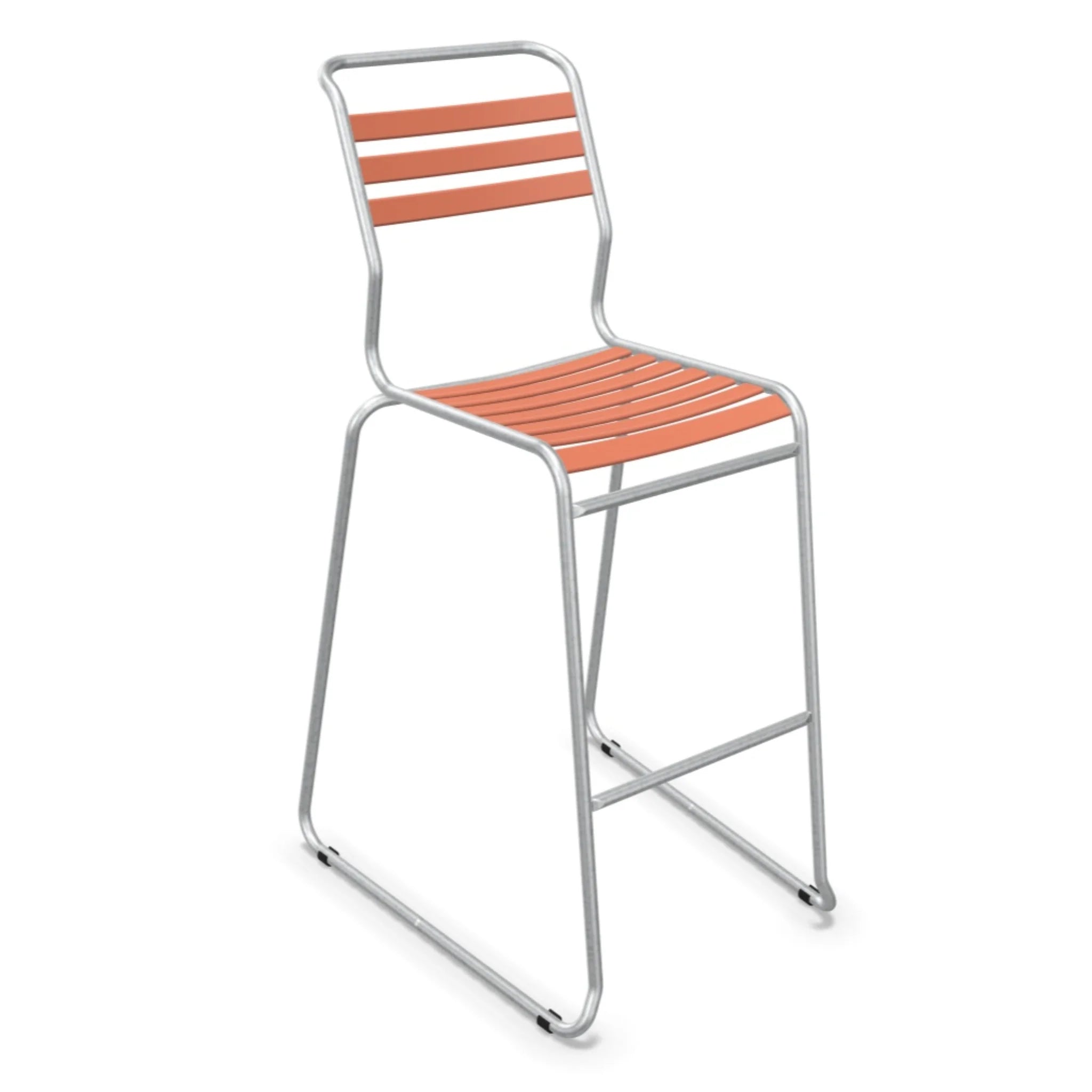 Hochwertige Aluminium Barhocker mit orangefarbenen Lamellen - modernes Design für Küche und Bar