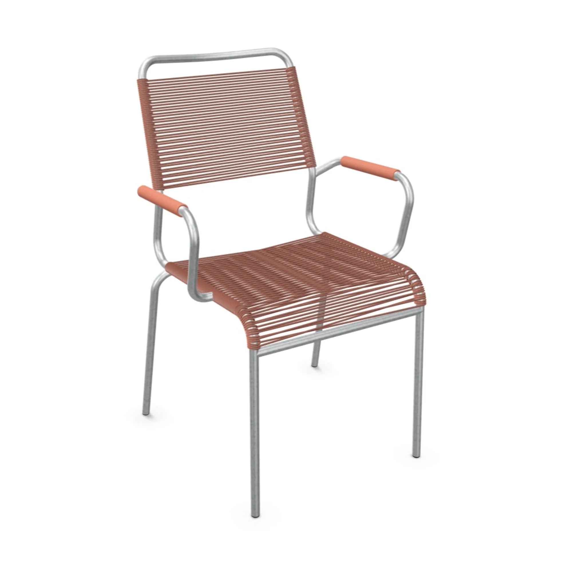 Terrassenstuhl mit Kunststoffgeflecht in Terracotta und Aluminium-Rahmen