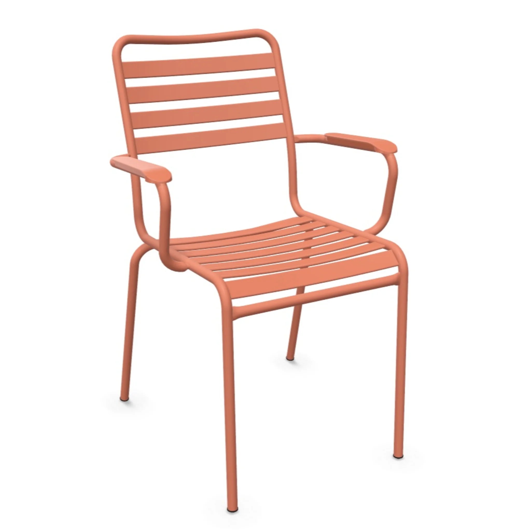 Terracotta Stapelstuhl mit Armlehnen - moderner Gartenstuhl aus Metall für Balkon und Terrasse