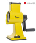 Tromco Trommelreibe gelb, Swiss Made, manuelle Käsereibe mit Handkurbel und Saugfuss