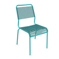 Türkiser Stapelstuhl mit Kunststoffseilgeflecht, modernes Design für Garten und Terrasse