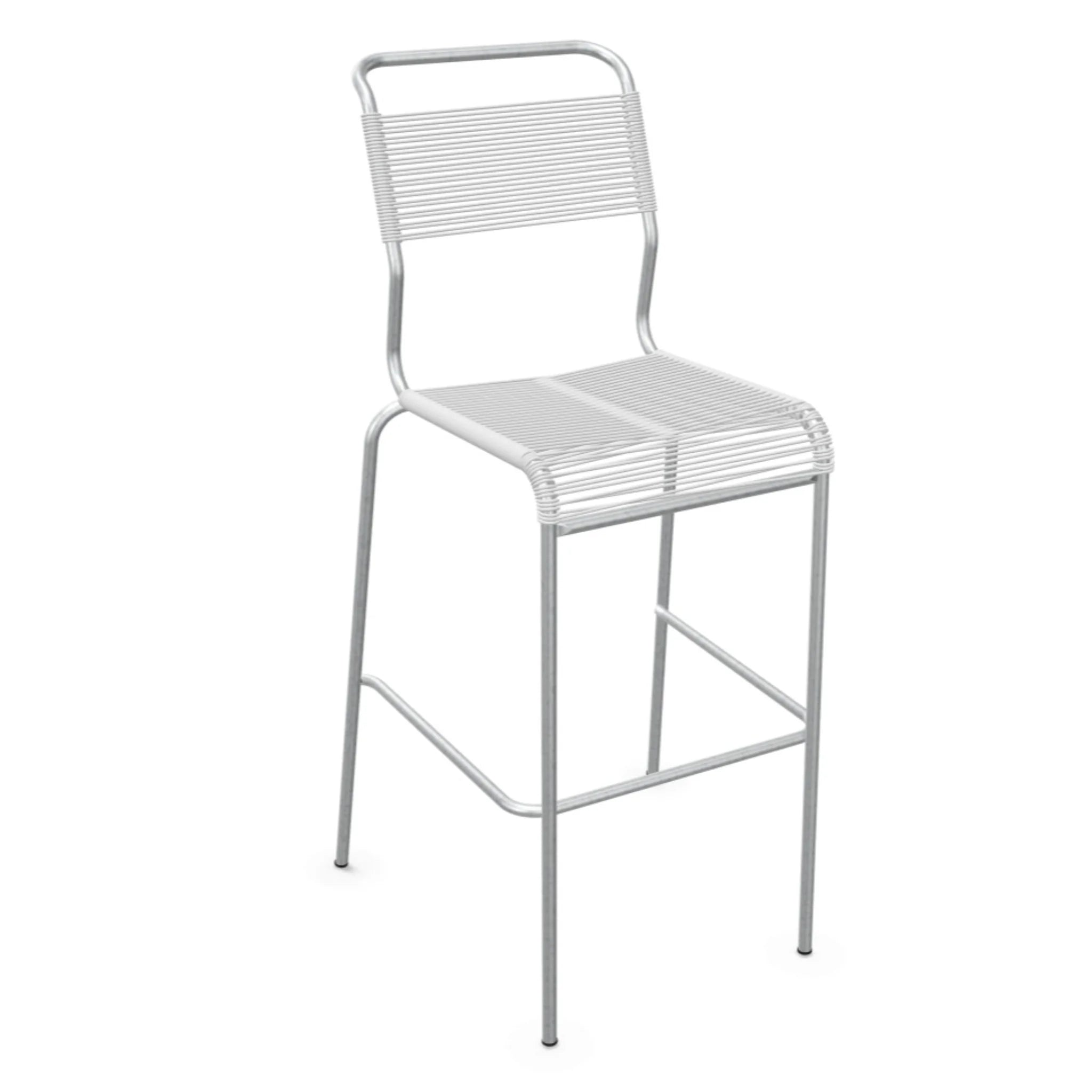 Weißer Barhocker mit Metallgestell und Kunststoffsitz - modernes Design für Küche und Bar